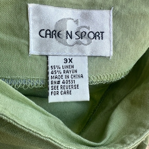 Caren Sport Linen Blend Flowy Midi Skirt 3X Light Sage Green - Picture 6 of 6
